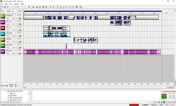Editing audio mixing with visual editor - Acid disk-based sampling