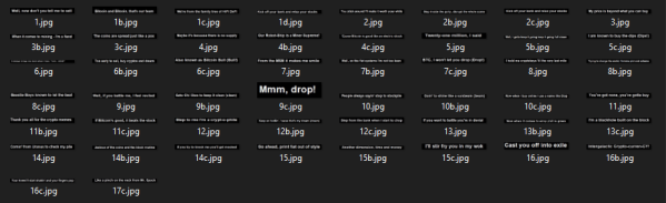 Closed Captions images for the video. Notice the Mmm, drop!