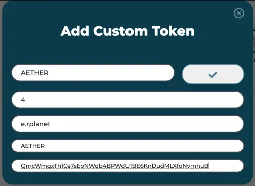 AETHER Custom Token
