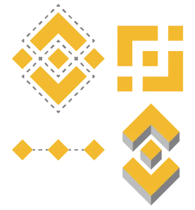 Binance logo emblem deconstructed squares
