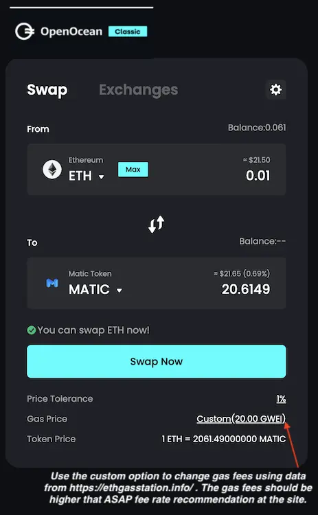 defi, polygon, openocean