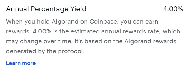 Coinbase ALGO APY