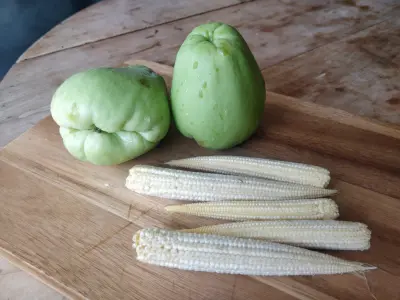 chayote and baby corn
