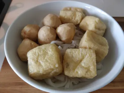 noodles topped