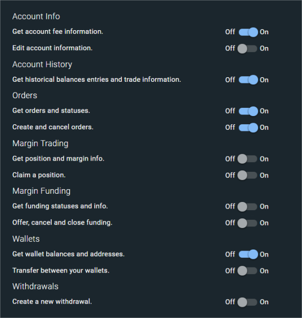 Restriction API Bitfinex