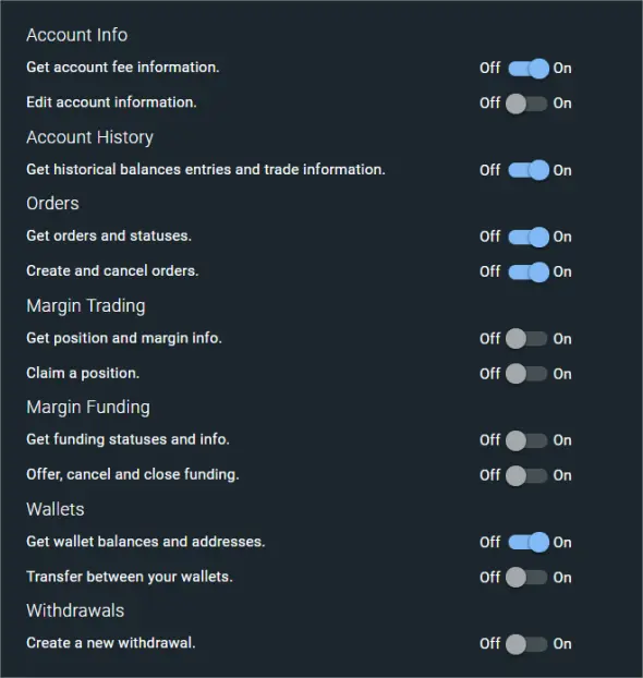 Restriction API Bitfinex