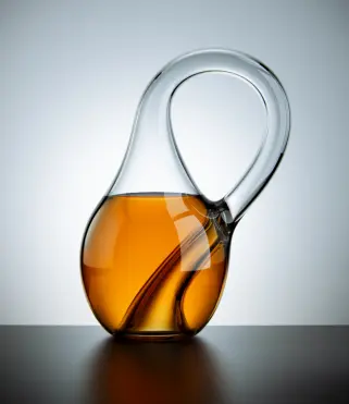 A glass Klein bottle filled with liquid