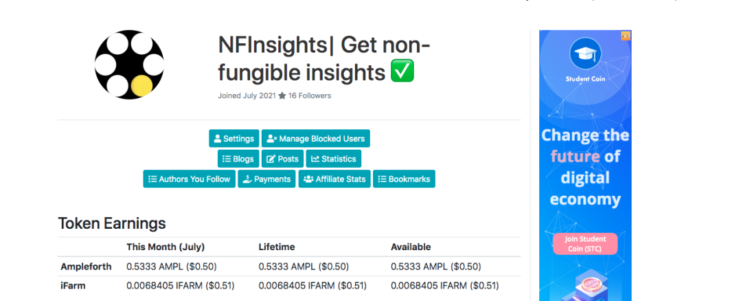 Dashboard overview Publish0x