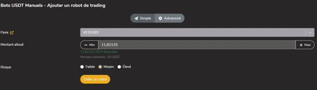 Ajouter un bot personnalisée simple Whalinvest