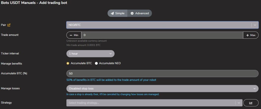 Advanced bot configuration Whalinvest