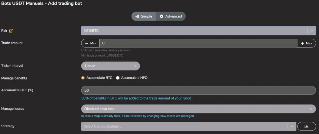 Advanced bot configuration Whalinvest