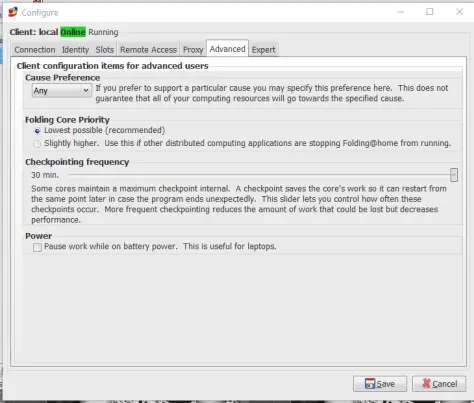 Figure 12. Advanced tab screen.