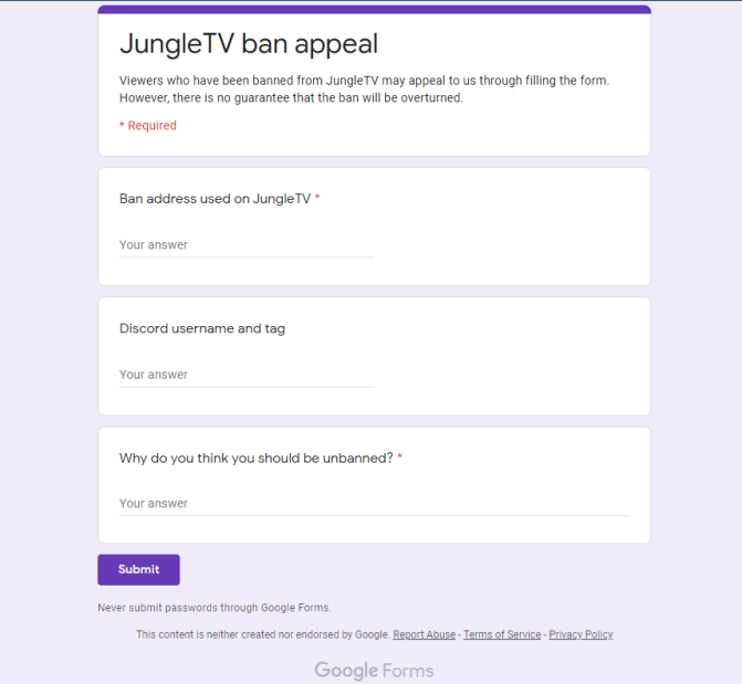 Figure 23. Contest Being Banned form.