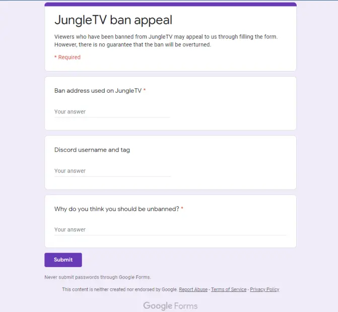 Figure 23. Contest Being Banned form.