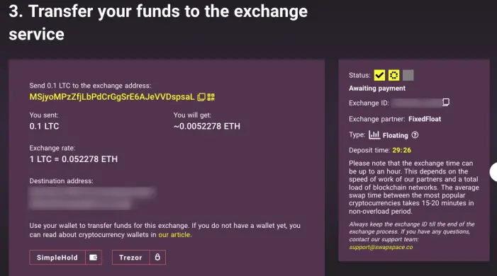 envoyer crypto-monnaie