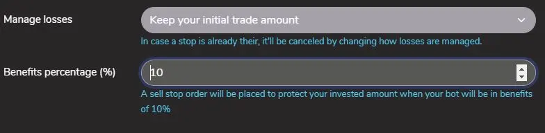 Keep your initial trade amount