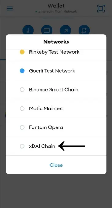 Switch to the xDai chain