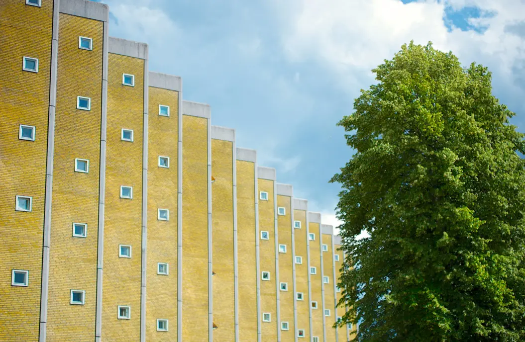 A yellow apartment building in Copenhagen