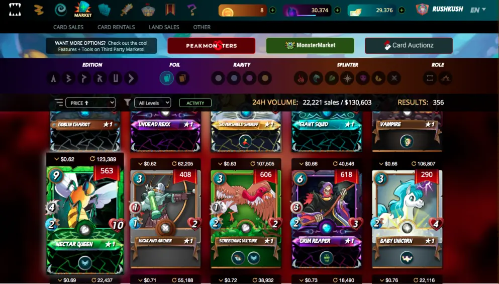 Nectar Queen Card On Market, Splinterlands