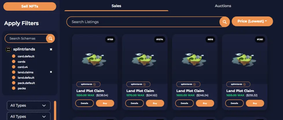 Splinterlands Land Plots Atomic hub