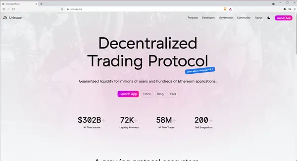 Uniswap web design landing page
