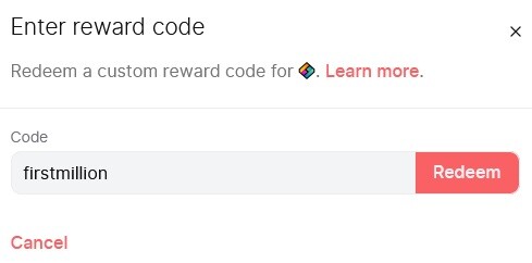 Enter reward code