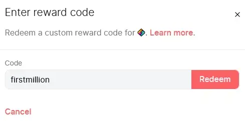 Enter reward code