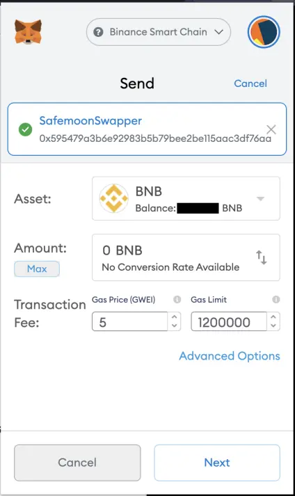 MetaMask Safemoon Swapper Example