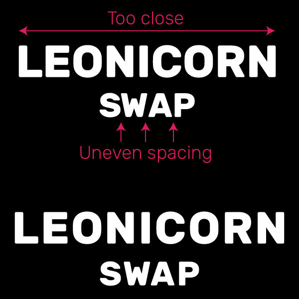 Leonicorn Swap wordmark typeface kerning
