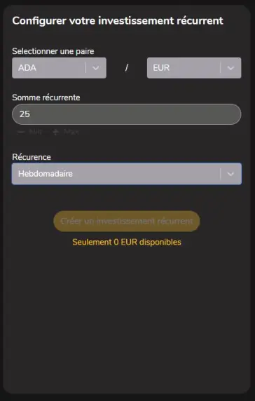 Configuration de la DCA