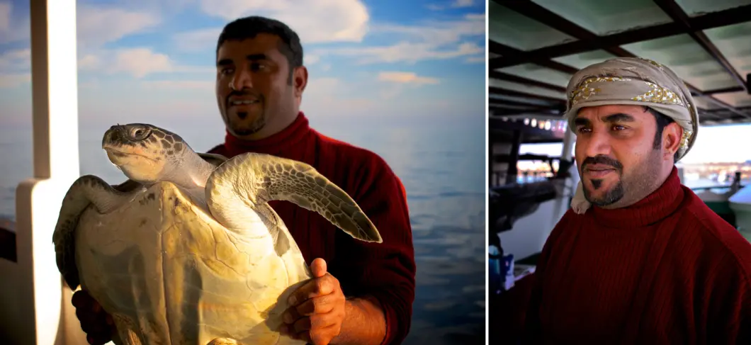 Omani Captain saved a lost Sea Turtle