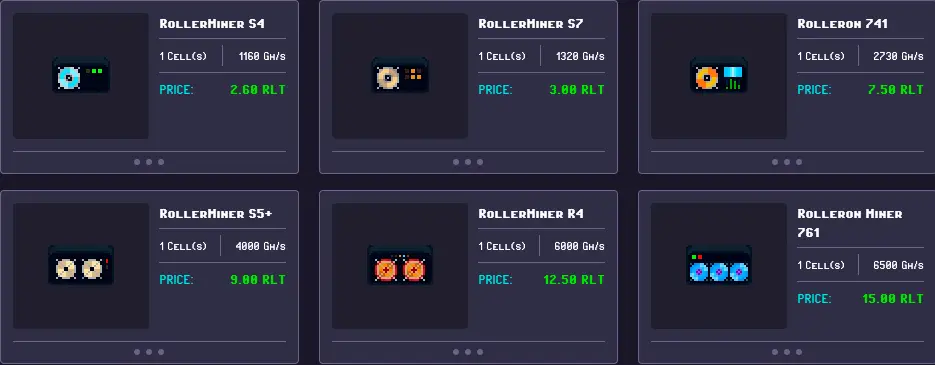 Top 6 Cheapest miners on RollerCoin