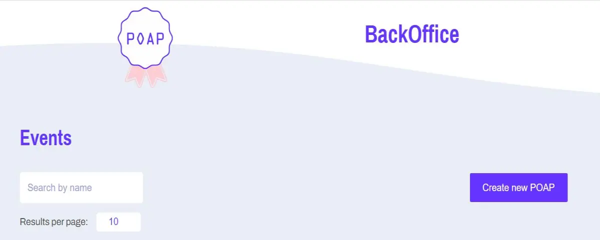 POAP BackOffice (https://app.poap.xyz/admin/events)