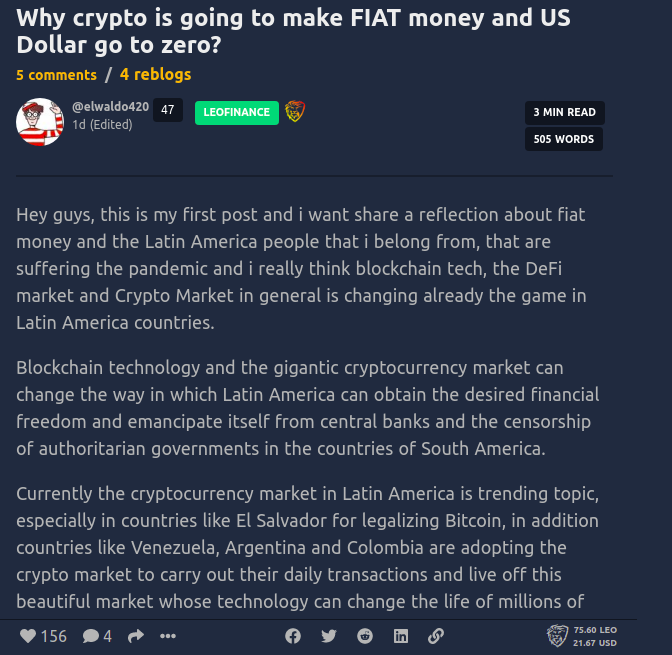 My First Post on Leo finance