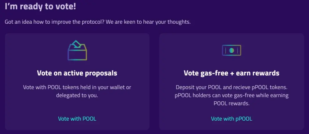 Pool Governance (https://vote.pooltogether.com/)