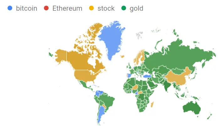 Counries By Gold VS Bitcoin VS Stocks