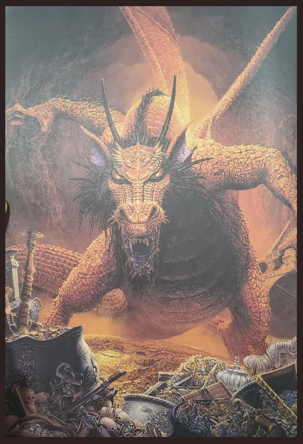 Old ancient emperor dragon over its vast treasure