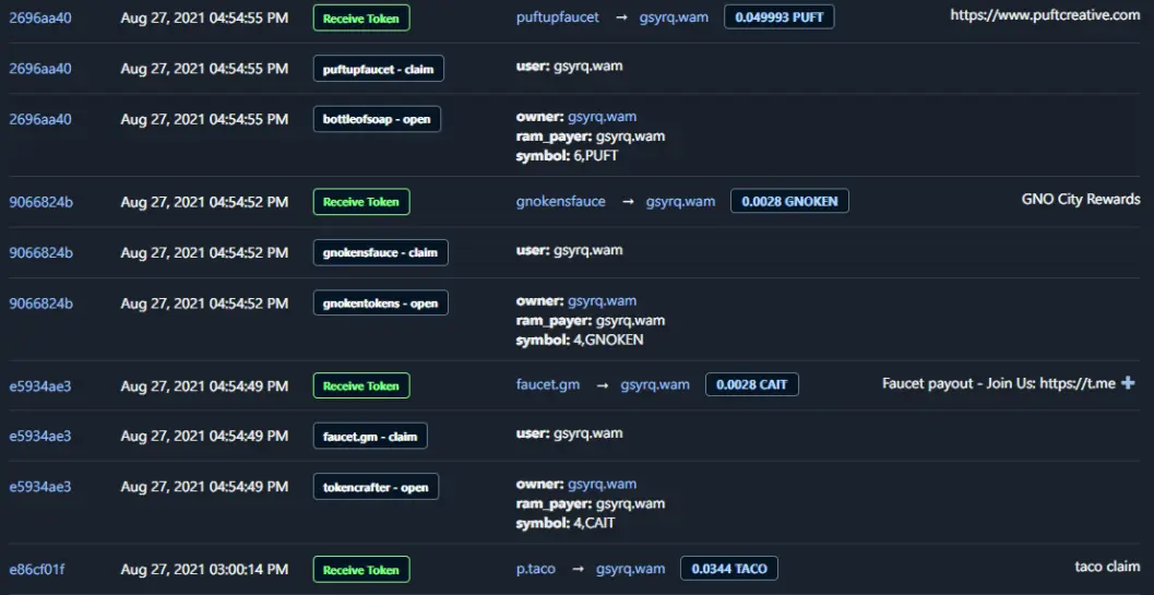CAIT/TACO Faucet Claims