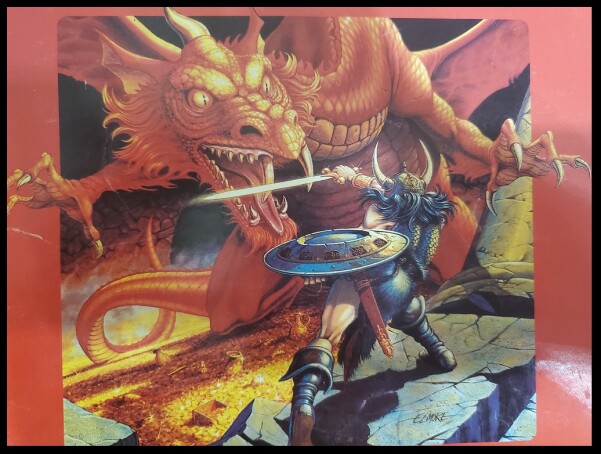 Warrior fighting a Red Dragon - Illustration by Larry Elmore for TSR (Dungeons and Dragons)