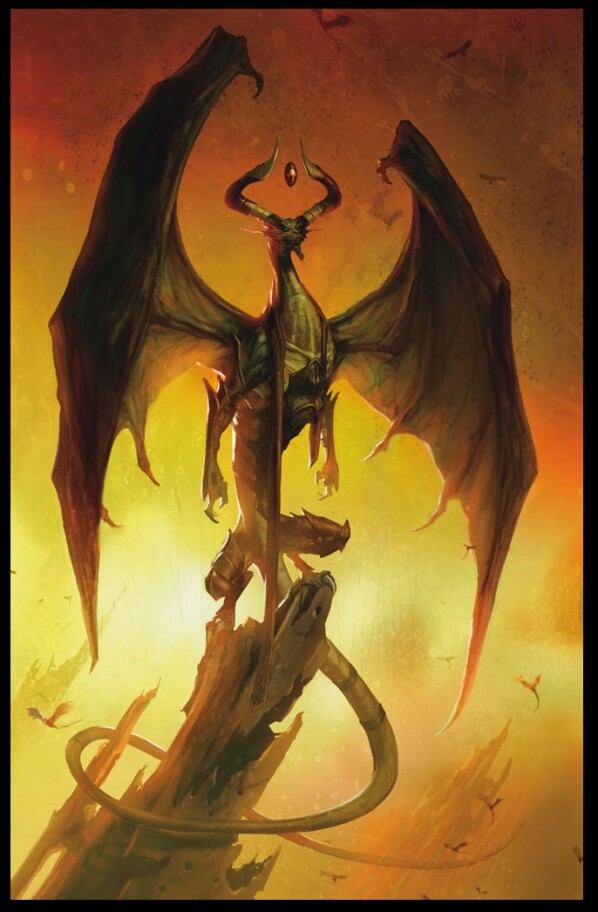 Nicol Bolas, Planeswalker God Emperor, illustration by Alexander Gregory for MTG