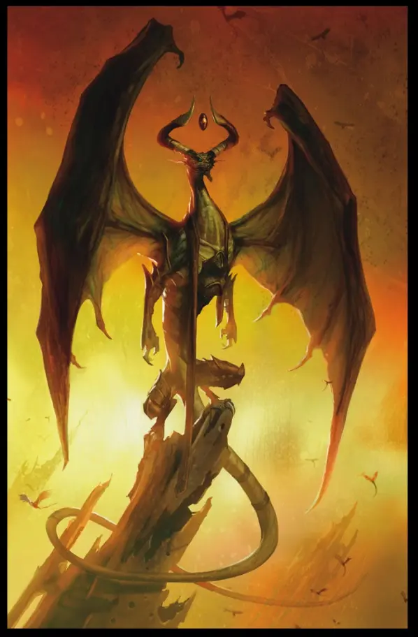 Nicol Bolas, Planeswalker God Emperor, illustration by Alexander Gregory for MTG