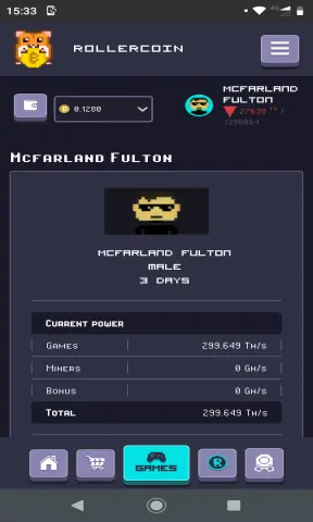 My current Rollercoin profile after 3 days.