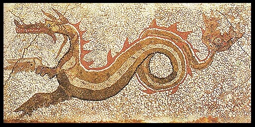 Mosaic depicting a Cetus (Sea-Dragon) by ancient greeks, in Caulonia, Italy