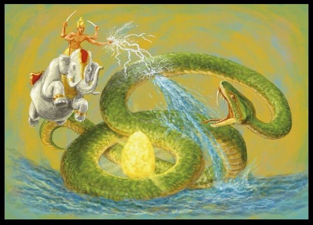 Indra's thunderbolt destroys Vritra