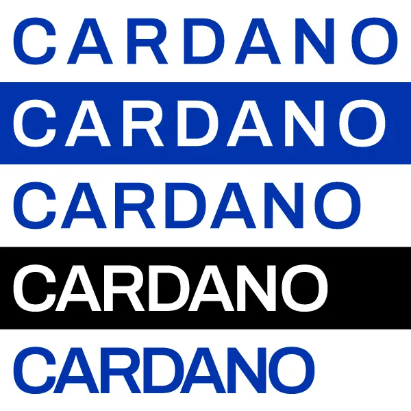 Cardano wordmark comparison wide and close kerning