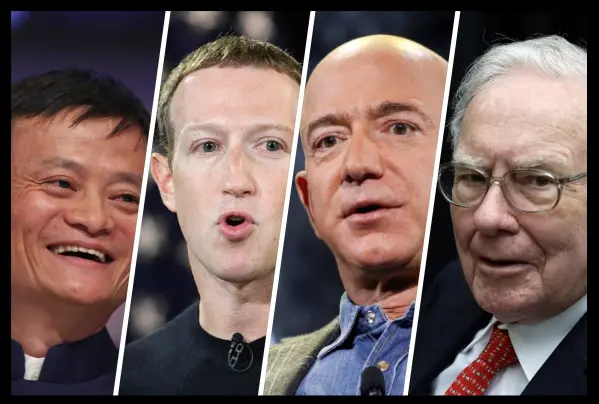 Jack Ma, Mark Zuckerberg, Jeff Bezos, Warren Buffet