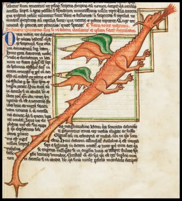 Dragon Illustration in 13th century manuscript
