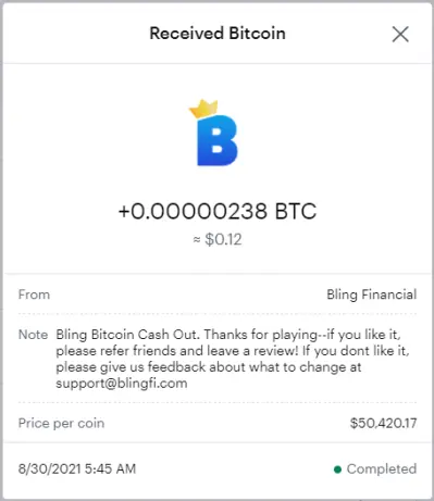 Bling Payment Proof