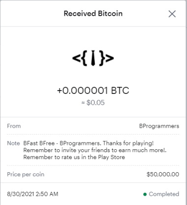 Bfast Bfree payment proof