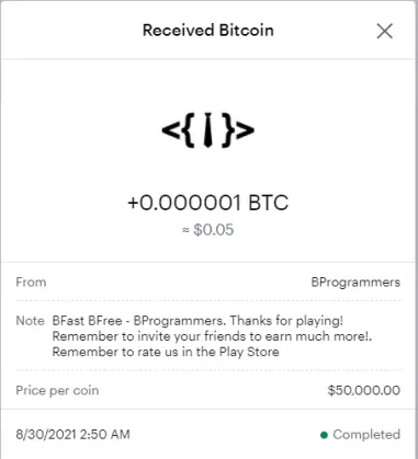 Bfast Bfree payment proof